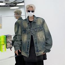 美式潮牌复古牛仔外套男春秋季潮牌流帅气宽松夹克JK05507-P65，男装夹克，星座308B-1