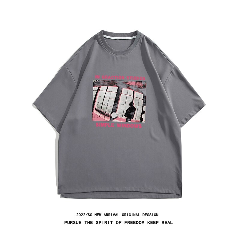 白底夏季百搭短袖T恤潮牌复古短裤五分裤冰丝套装TZ919P65控88,男装牛仔裤,电商A247-1