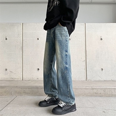 2025年新款美式复古宽松直筒牛仔裤S-3XL-S028-P48，男装牛仔裤，星座417-1（原电商B245）