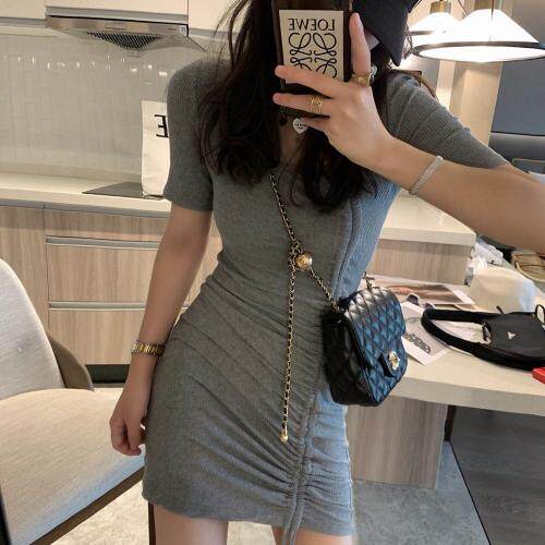 60540方领抽绳裙，女装，XTZ style