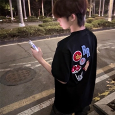 DX698HH-特P35美式字母刺绣重磅短袖t恤男女款夏季，男装T恤，星座1007（原301D）