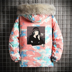 MC49122-P135日系潮衣男大码派克服男工装服外套袄网格，男装棉衣，电商A040A