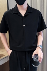 夏男立领纯色衬衫男休闲宽松休闲衬衣小伙A236-82552-P55，男装衬衫，电商A236