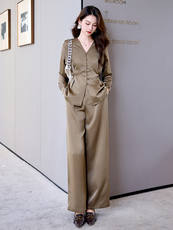 高端职业套装女春秋2025新款高级感通勤气质时尚洋气阔腿裤两件套，女装套装/套裙，时尚俏佳人