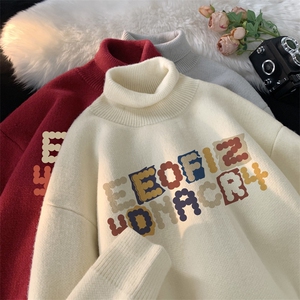 高质量！秋冬季高领毛衣加绒加厚翻领针织衫男毛衣FL553-特P38图片