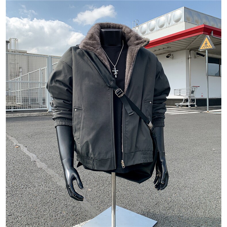 假模原品质两面穿水洗鱼骨纹牛津帆布银蓝狐座山雕外套S530特118,女装短外套,电商A233-1