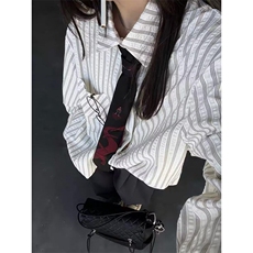 美式潮牌高街复古泡泡纱竖条纹日系肌理长袖衬衫男女休闲宽松衬衣，男装衬衫，电商A486