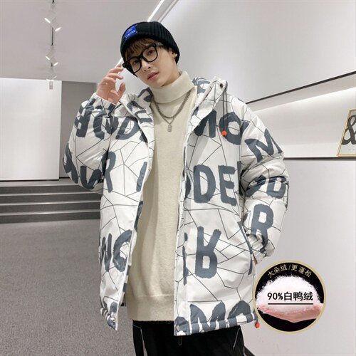 港风 2026冬季新款90%白鸭绒中长款连帽羽绒服男XZ109-Y1260-P218图片
