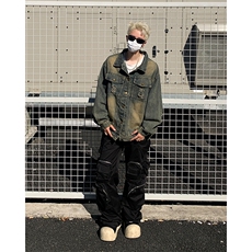 复古水洗做旧破洞牛仔外套男秋2024新款高级感工装夹克JK1137-P68，男装夹克，星座1103-3
