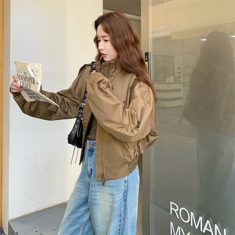 军绿色夹克短款外套2X081-8306P165K238,女装短外套,2C081