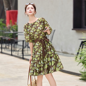 高端精致天丝连衣裙夏装新款时尚气质印花遮肚显瘦高级感裙子图片