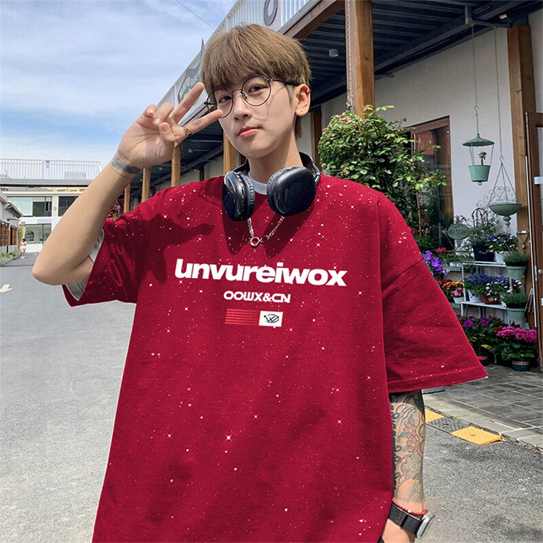 可48小时发货支持抖音得物来样二开美式满天星亮片短袖T恤MTX675,男装T恤,电商A486
