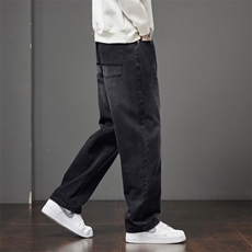 美式复古水洗牛仔裤男春季新款潮流垂感阔腿宽松休闲裤J8078-P45，男装牛仔裤，星座509