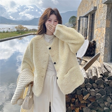 新品现货2025冬装新款女装羊羔毛加厚外套8073-p185-k278，女装棉衣/棉服，2C266