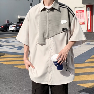 假两件衬衫男短袖韩版潮流帅气2026夏季新款ins宽松外套CY280-P41图片