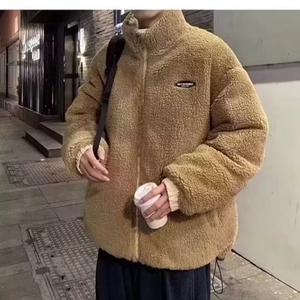 两面穿羊羔绒棉衣外套男潮牌冬季新款保暖棉服情侣款百搭立领棉袄图片