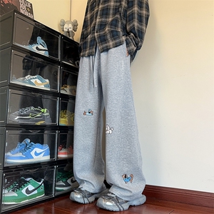 新款360g重磅曼巴棉腊肠狗英文刺绣大码弯刀裤男K24037特P50控98图片