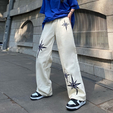 潮北极星印花牛仔裤男女高街街头嘻哈长裤insN0706-P35，男装牛仔裤，星座308B-1