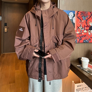 8XL-M特大码冲锋衣防水宽松工装风男夹克外套JK1306P90控118图片