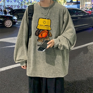 直播品质 重磅纯棉 美式蜡染水洗做旧潮牌宽松长袖t恤 CT380特P38图片