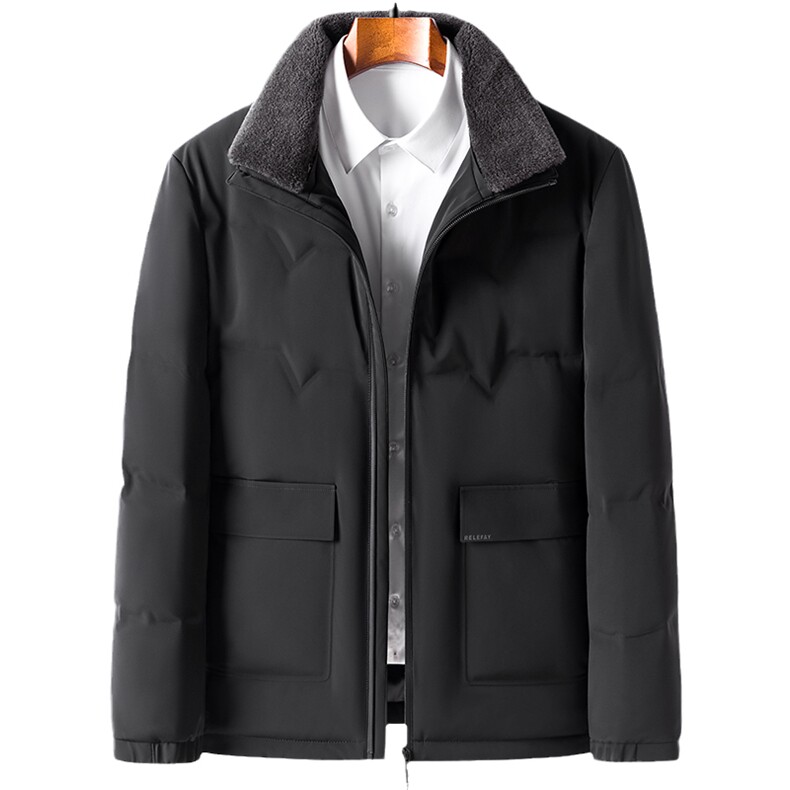 爸爸冬装外套男新款加厚保暖羽绒服中老年人宽松男装Q72166-P285图片
