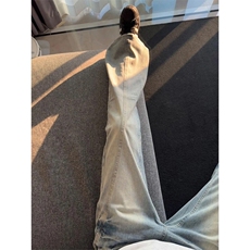 网图斜切渐变牛仔裤男美式高街vibe裤子直筒微喇裤NZK7151-特P48，男装牛仔裤，星座1007（原301D）