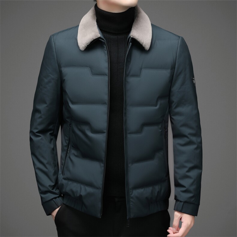 LD615钱塘2020-2秋冬新款中老年男士商务休闲毛领羽绒服外套P240图片