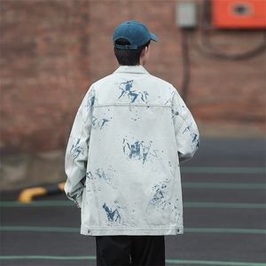 港风扎染牛仔夹克春季ins休闲痞帅外套男街头宽松夹克JK926-P70图片