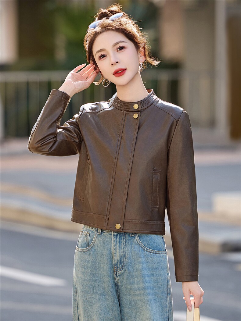 2026年春季新款现货时尚潮流高品质皮衣小外套机车服女装,女装皮衣,臻衣坊