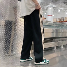 裤子男夏季韩版潮流条纹阔腿休闲长裤宽松直筒九分运动裤Q07-P32，男装休闲裤，星座1008