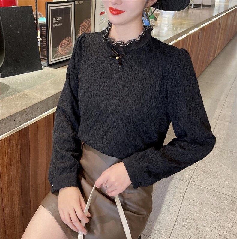 蕾丝加绒加厚小衫，其它，米娜·丹怡