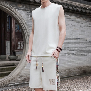 刺绣休闲运动套装男背心五分短裤两件套潮流夏季A266-TZ3307-P43图片