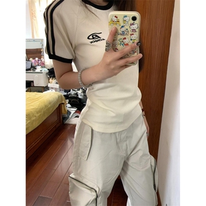 【有货】cleanfit米白色工装裤男潮牌痞帅炸街裤子CK36LL-特P50图片