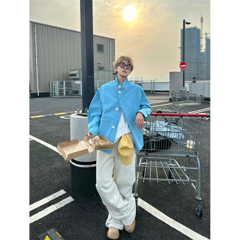 706-1-JK416-P100现货秋季男士立领哈灵顿夹克休闲双拉链外套,男装夹克,星座706-1
