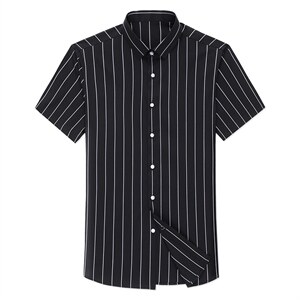 C6850钱塘2020-2常年款精品男士男士短袖休闲高端衬衫竖条纹P55图片