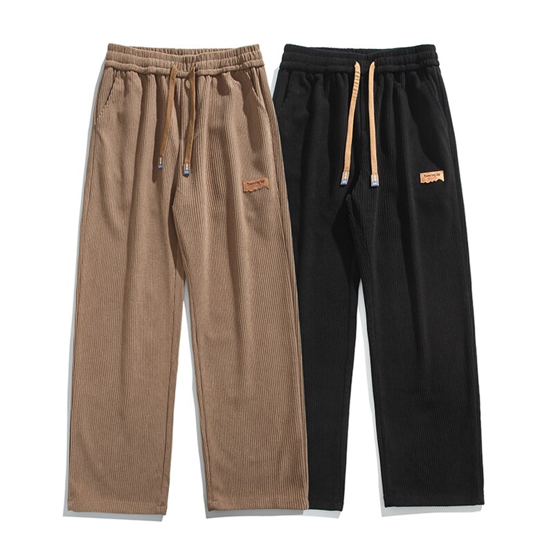 灯芯绒男士休闲裤冬季加厚长裤贴标直筒潮A266-KZ2420-P40厚款46，男装休闲裤，电商A266
