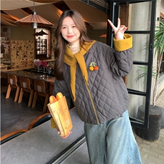 新款2025冬季韩系小香风棉衣配围巾7818-P155-K238，女装棉衣/棉服，2C057