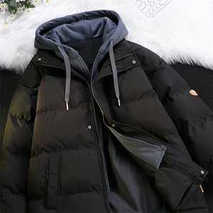 棉衣男三防冬季新款港风宽松连帽假两件加厚棉服914-4-WT08 P70图片