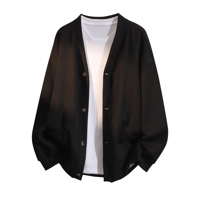 抖音得物高品质秋冬美式高街重磅单排扣结构卫衣V领开衫外套W110，男装卫衣，电商A486