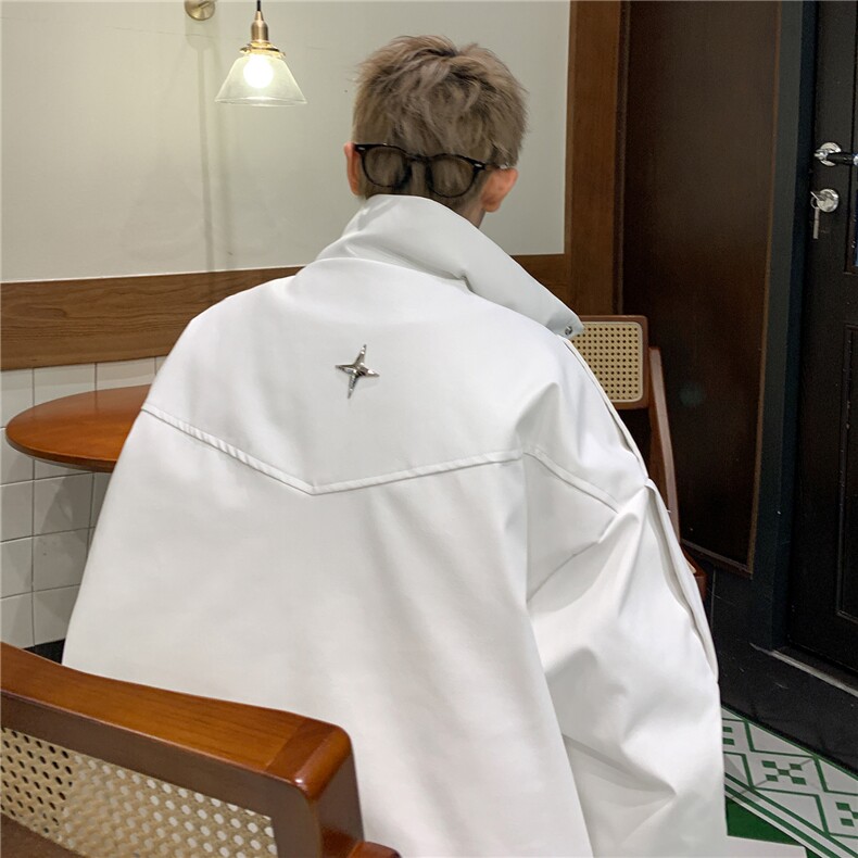 pu皮棉服男冬季美式复古高街派克服加厚设计感机车棉衣D337P138,男装皮衣,电商A335-1（原A458）