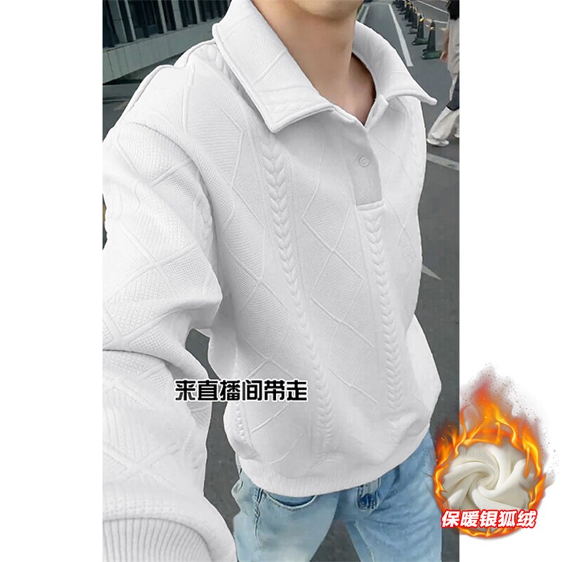 薄款改加绒特批P48无差价冬抖音银狐绒翻领卫衣男W5022J加绒,男装卫衣,电商A001-1