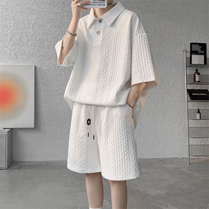 现货 TZ766-TP50 控88 套装夏季新款港风宽松短袖短裤T恤大码男装图片
