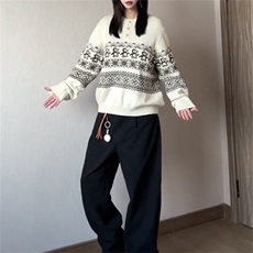 重磅秋冬装北极绒套头毛衣美式复古休闲慵懒风提花工艺针织衫外套，男装针织衫/毛衣，电商A486