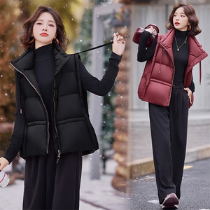 羽绒服马甲女2024冬季新款白鸭绒立领加厚设计感百搭轻薄时尚外套图片