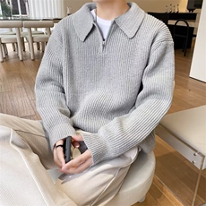 休闲长袖男宽松型潮毛衣青春流行慵懒翻领针织衫气质秋季套头2025，男装针织衫/毛衣，星座601-1