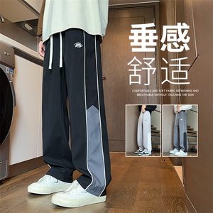 休闲裤男款春秋潮牌宽松直筒裤子男时尚帅气青少年长裤K521-P40图片