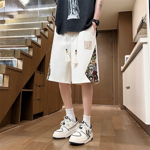 夏季男士刺绣直筒短裤男拼接休闲五分裤小熊运动A266-KZ508-P28图片