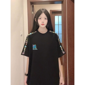 解构设计万针全刺绣工艺280克重磅高品质美式高街短袖T恤特33图片