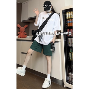 垫肩T恤高街潮牌镭射反光字母印花纯棉短袖1213-T2429-P35图片