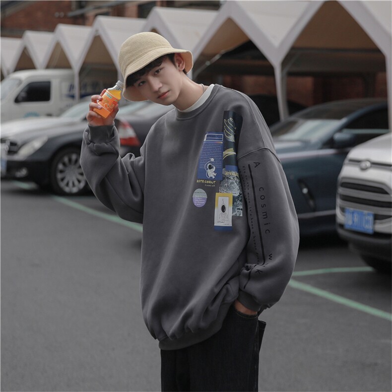 圆领港风卡通印花宽松男女卫衣cityboy大码202-8-W113-P45-控78,男装卫衣,星座222-2（原202-8）